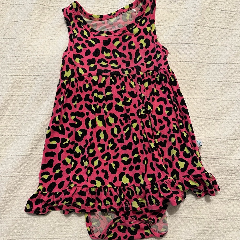 Posh Peanut Neon Pink and Yellow Leopard Dress